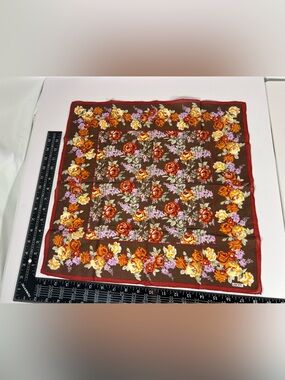 Vintage Liberty Floral Scarf Brown Rust Orange Purple Roses